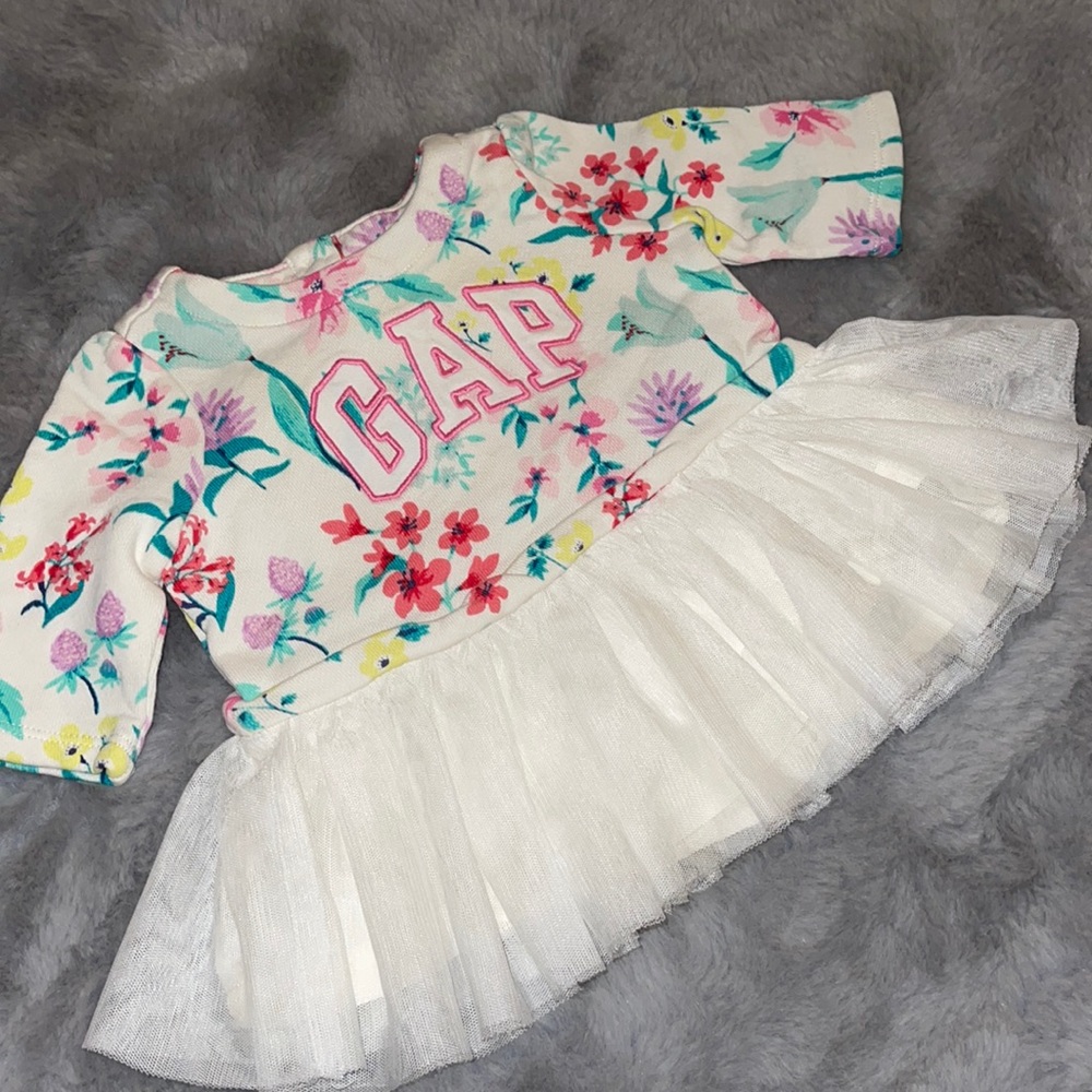 🌈 Baby Gap Sweater Floral Dress Sz 0/3M Tutu